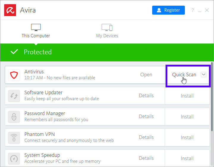 اسکن کامل ویندوز با آنتی ویروس Avira | تعمیر لپ تاپ در محل