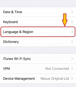 گزینه ی Language & Region | حل مشکل گوشی تلفنی
